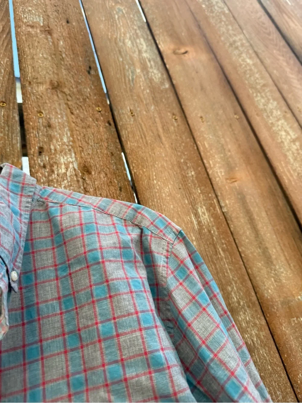 J. Crew Men’s Gray Blue Plaid Classic Long Sleeve Button Down Shirt Size Large